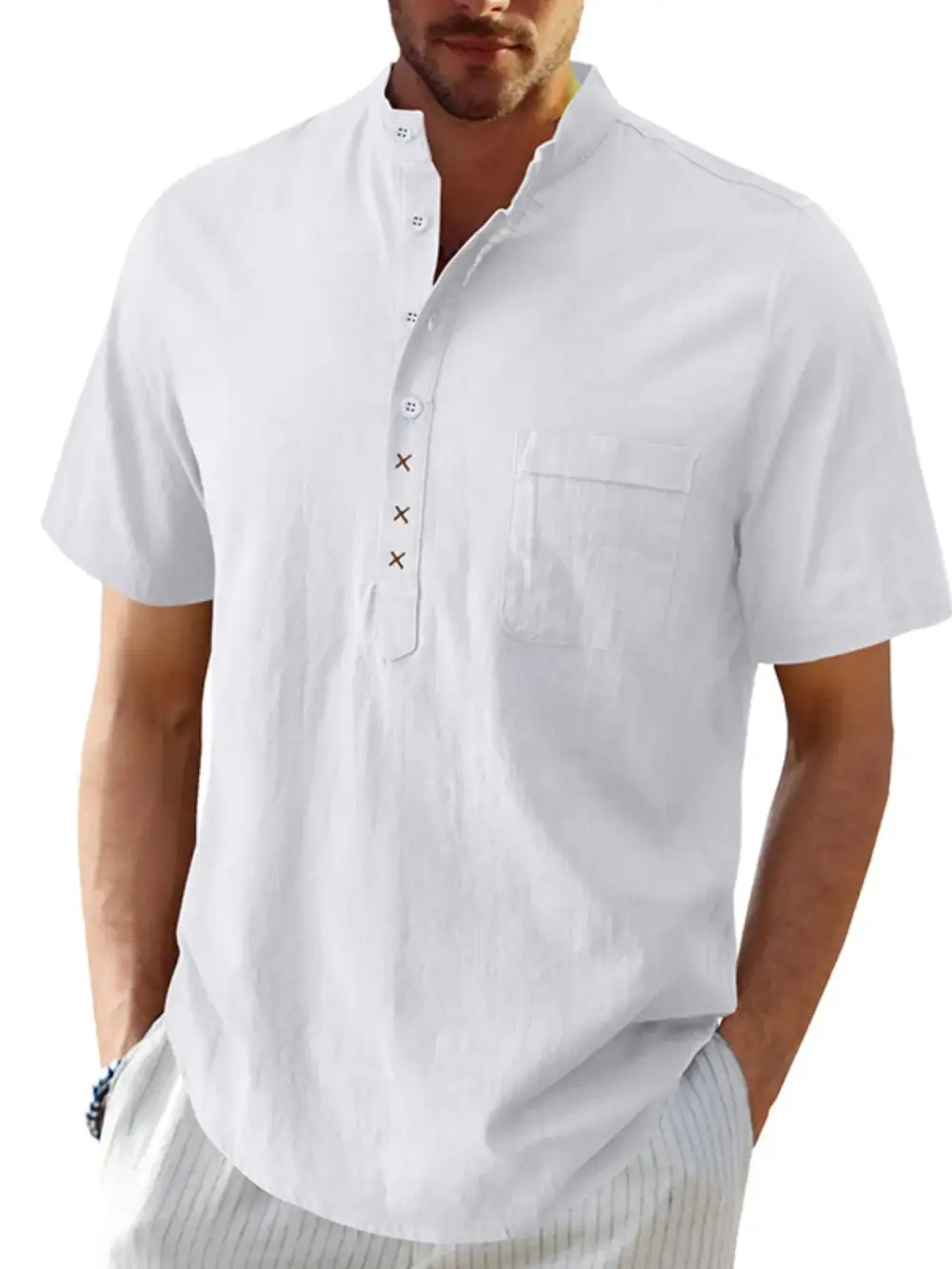 Textured Collared Short Sleeve Polo Shirt