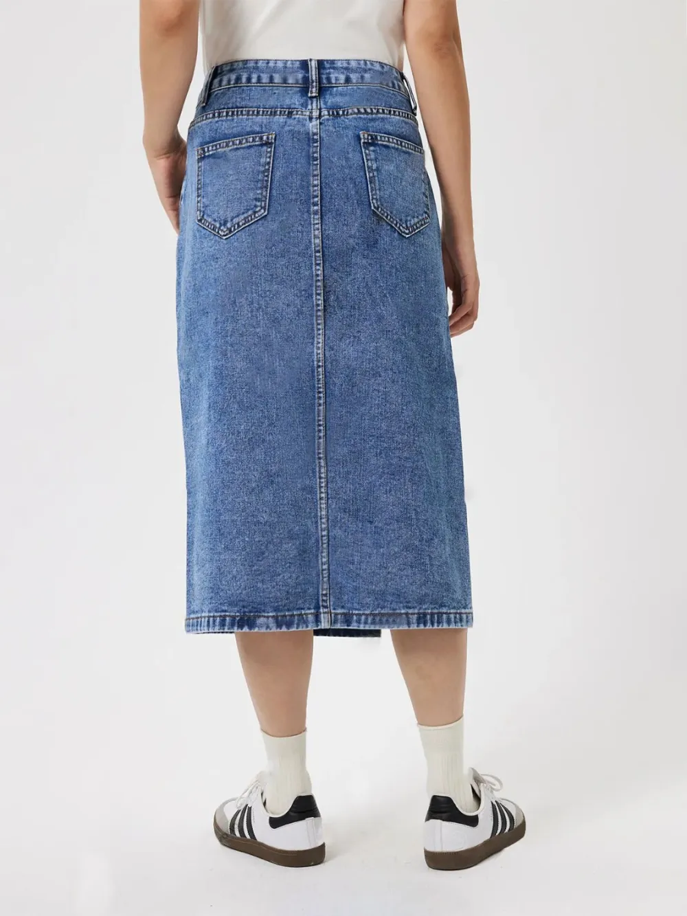 Balanced Denim Cotton Blend Detail Skirt