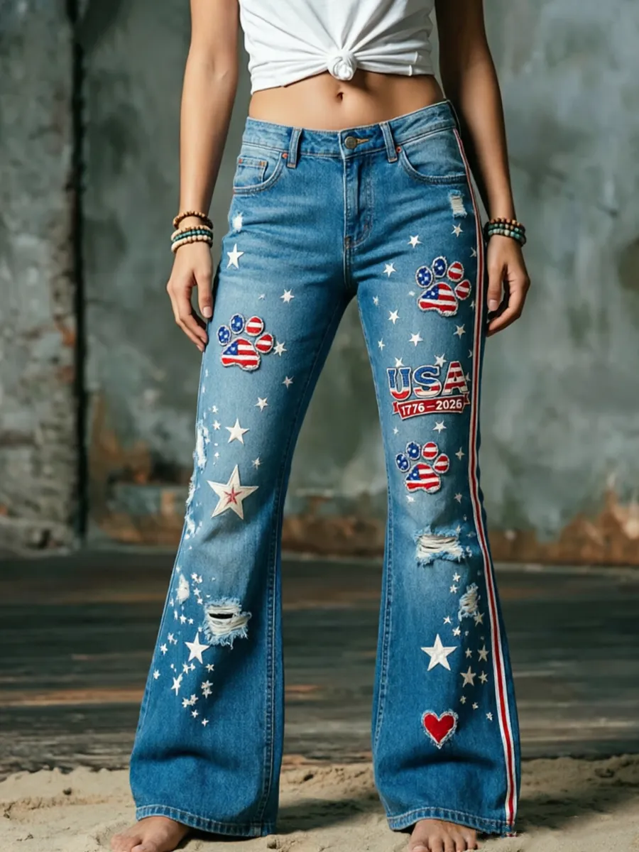 Women'S 250Th Anniversary Animal Printed Casual Jeans