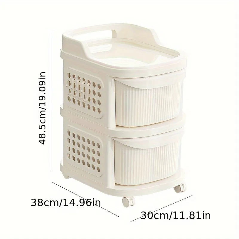 Multi-Tier Rolling Storage Cart with Drawers, Home Organizer for Living Room and Bedroom