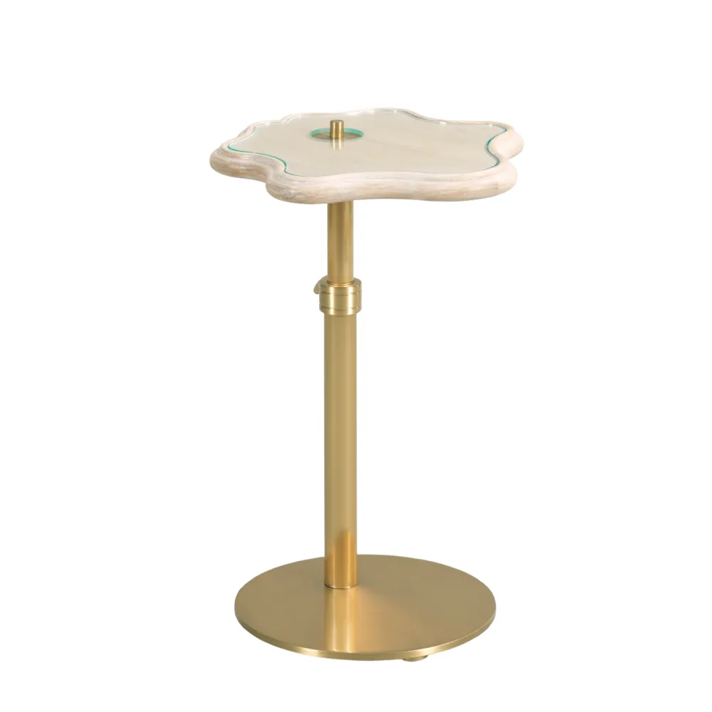 Wood Brass Detail Side Table