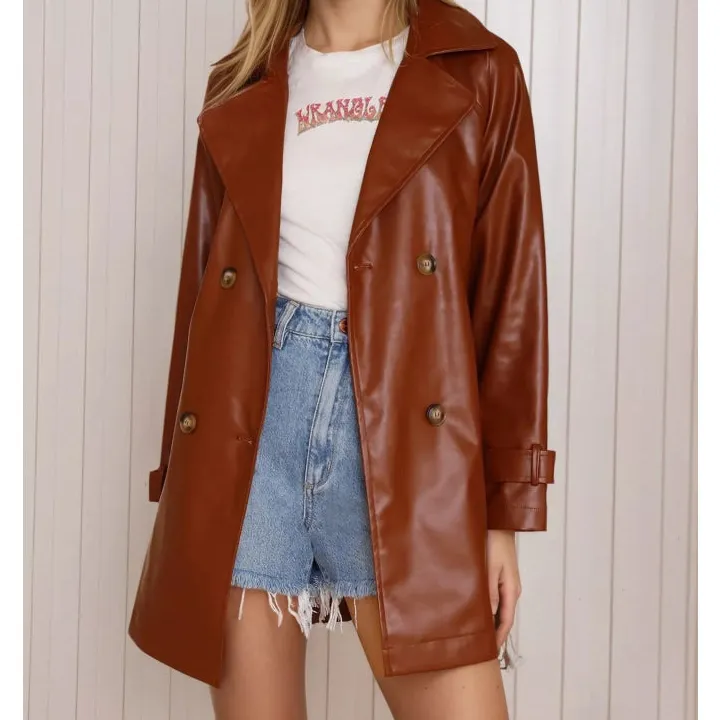 Leather Double-breasted Jacket