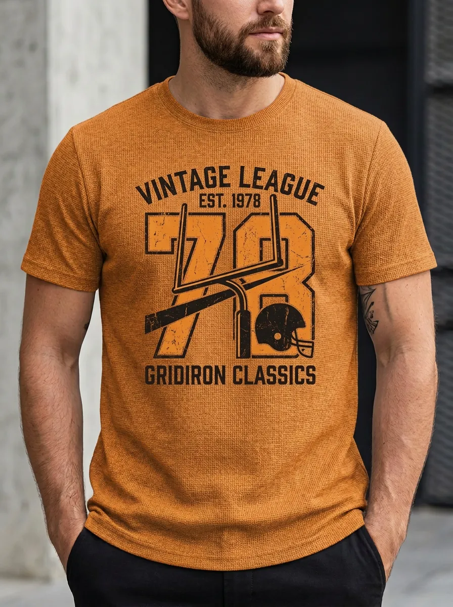 Men's Football Fan Vintage 1978 Gridiron Helmet Printed T-shirt