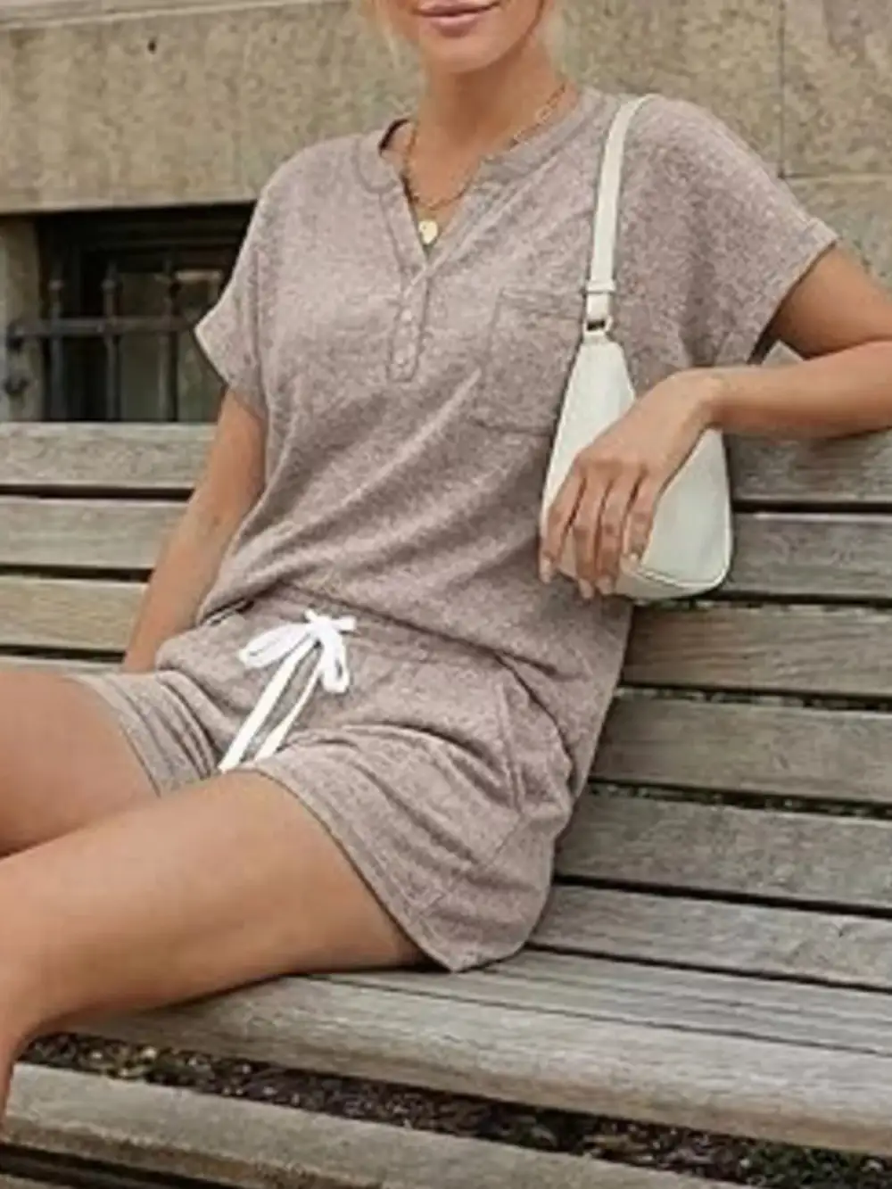 Basic Short Sleeve Top Shorts Set