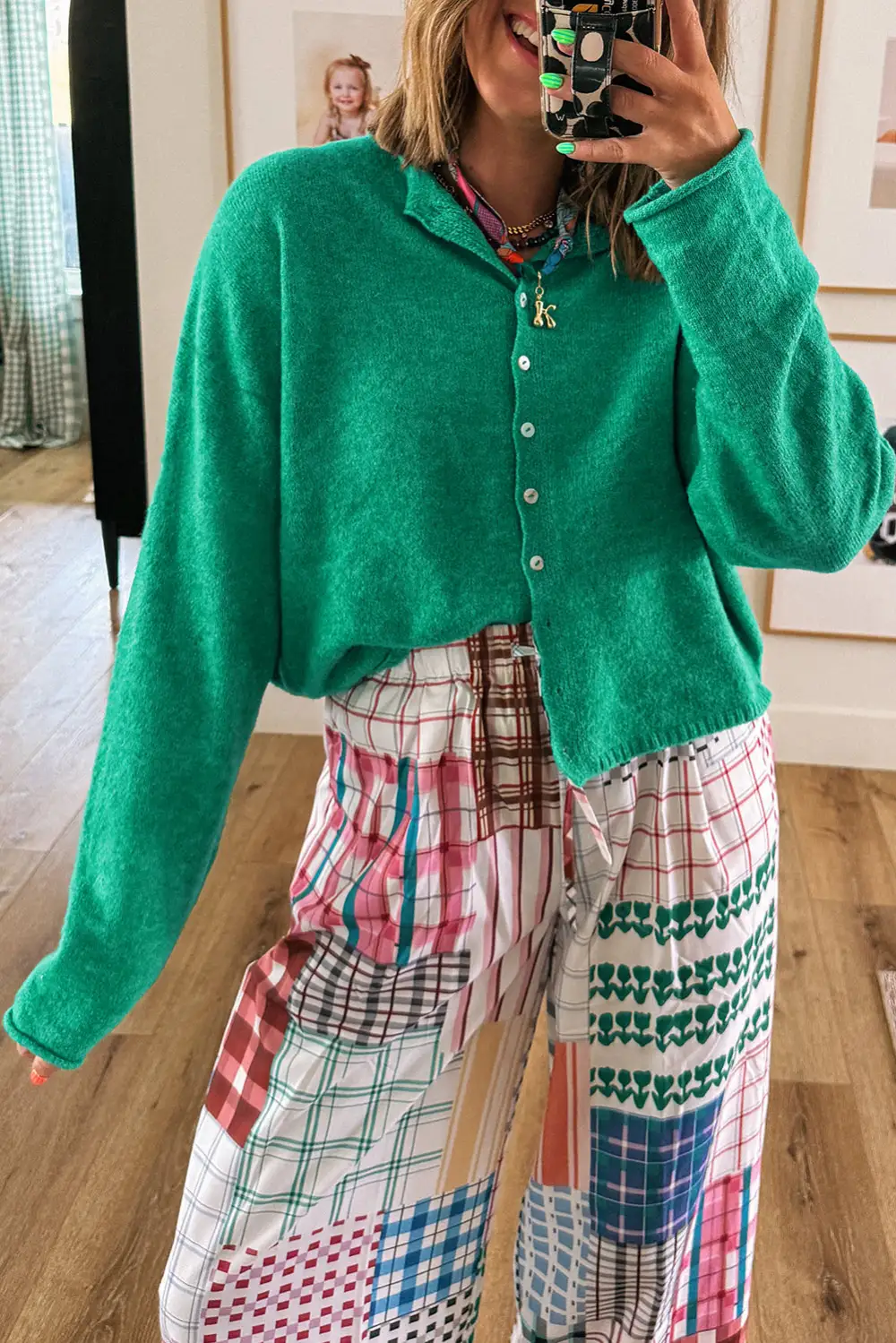Solid Knit Button Drop Shoulder Button Front Cardigan