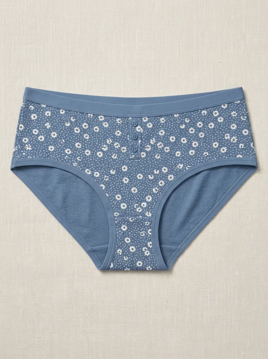 Women's Printed Briefs with Daisy Floral Detail