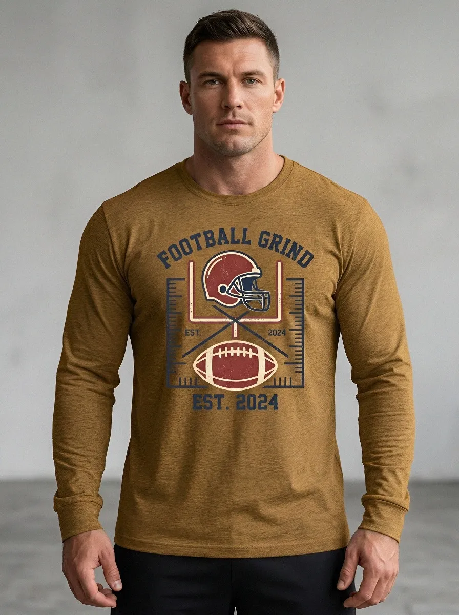 Men's Football Grind Helmet Ball Printed Long Sleeve T-shirt