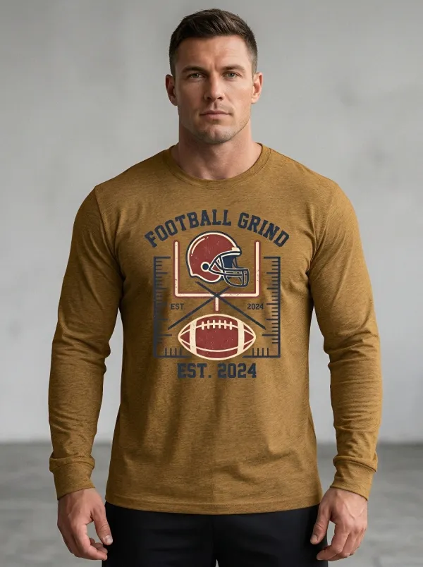 Men's Football Grind Helmet Ball Printed Long Sleeve T-shirt