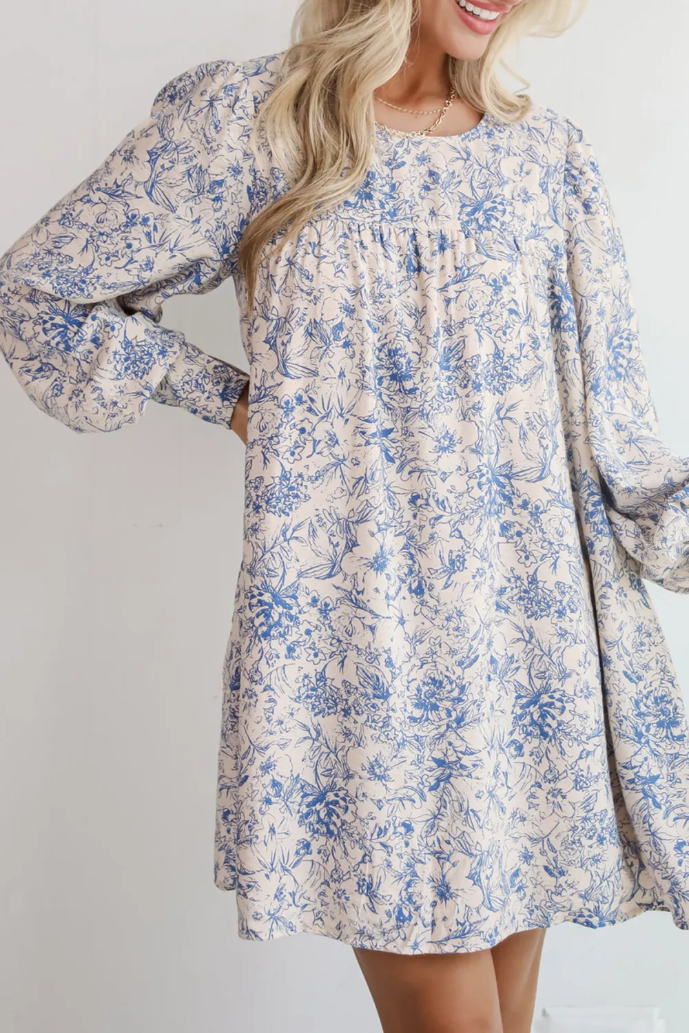 Blue Floral Mini Dress