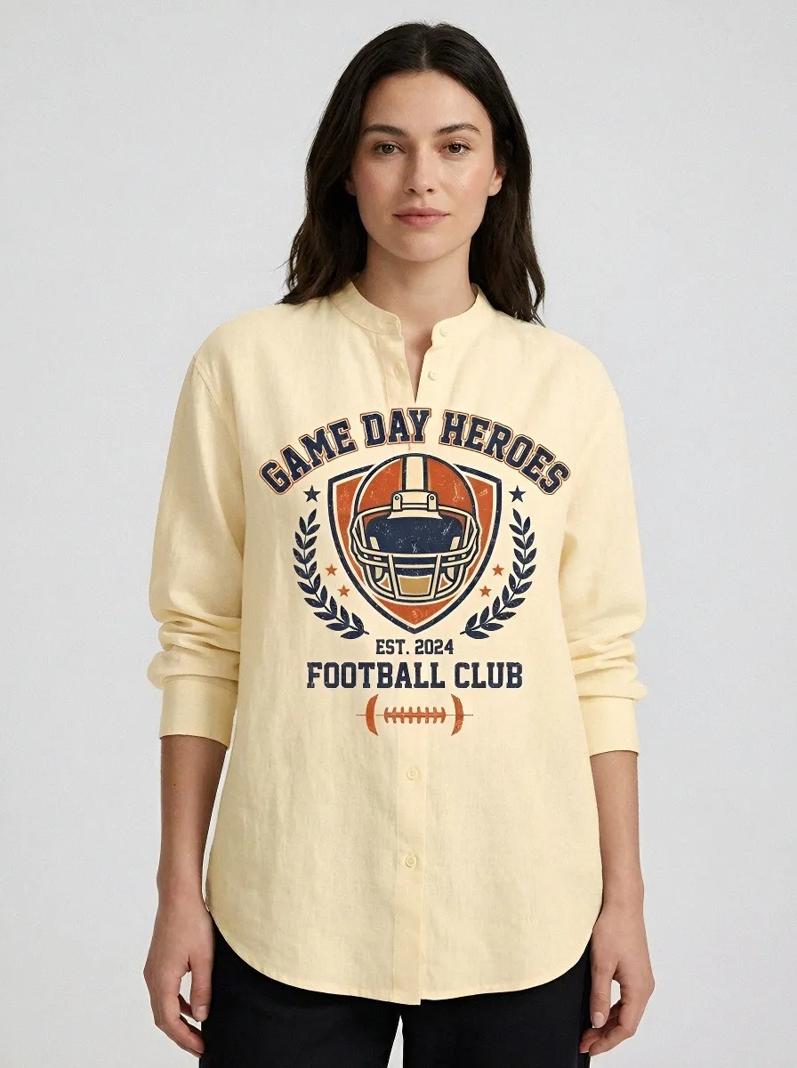 Women's American Football Game Day Heroes Helmet Printed Shirt