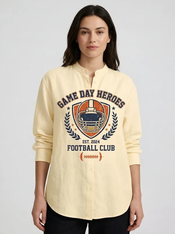 Women's American Football Game Day Heroes Helmet Printed Shirt