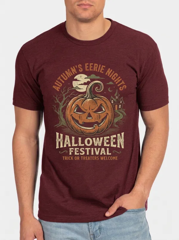 Men's Halloween Festival Pumpkin Haunted House Printed T-shirt