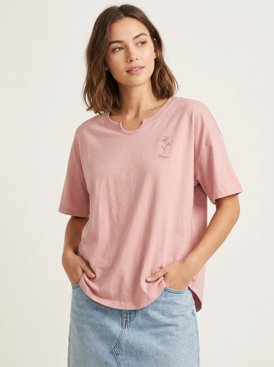 Women's Floral Bloom Minimalist Printed T-shirt