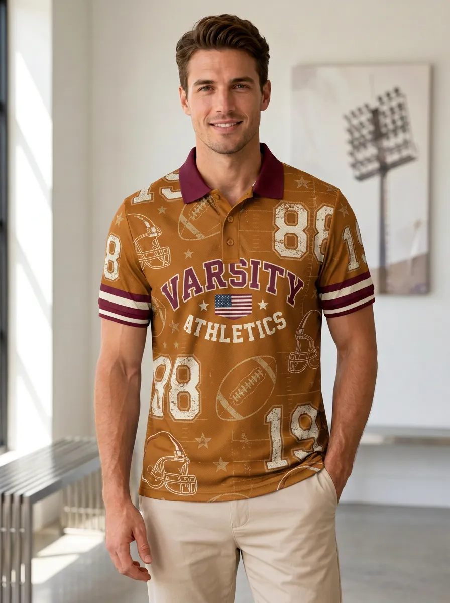 Men's Football Varsity Athletics Polo Shirt