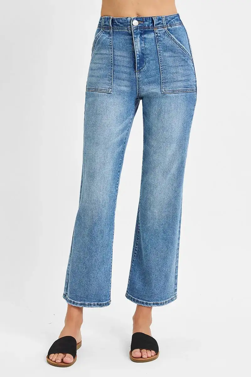 Frayed Hem Ruffled Denim Jeans