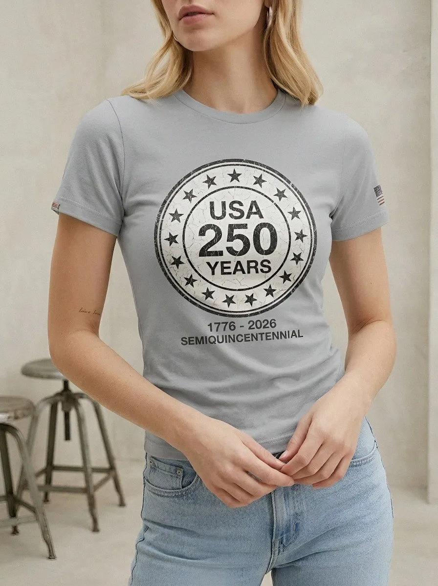 Women's USA 250 Years Semiquincentennial Star Emblem Printed T-shirt