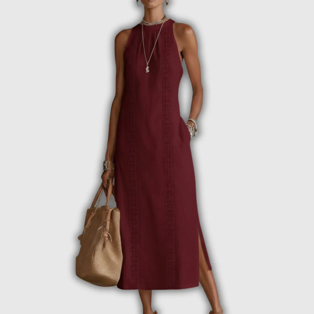 Linen Cotton Relaxed Midi Dress