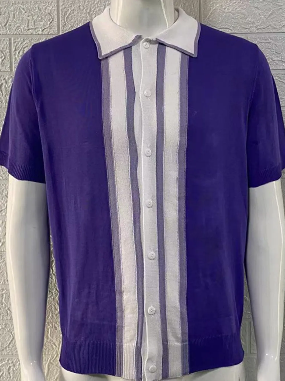 Soft Striped Contrast Detail Collared Polo Shirt