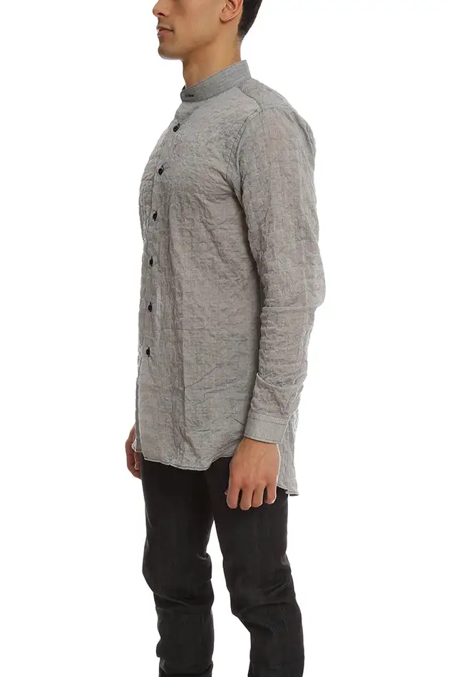 Cotton Mandarin Collar Shirt