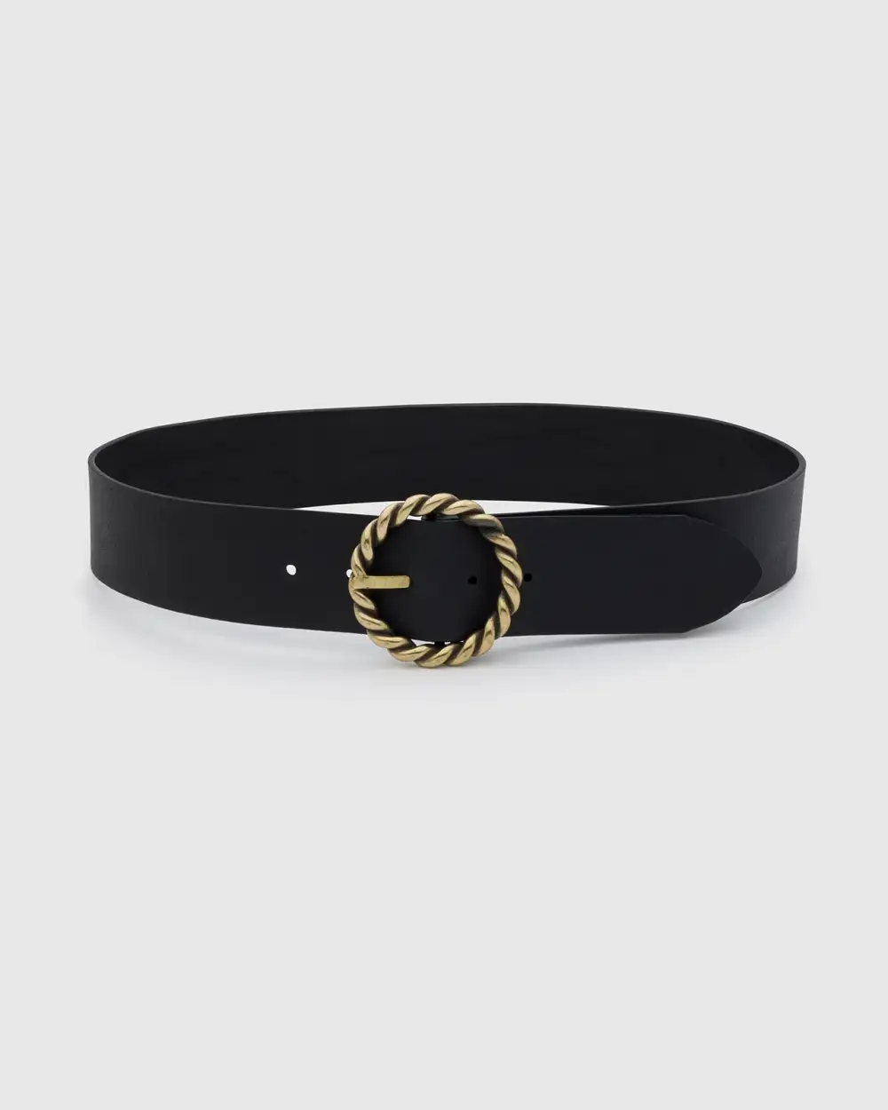 Wide Leather Twist Buckle Belt