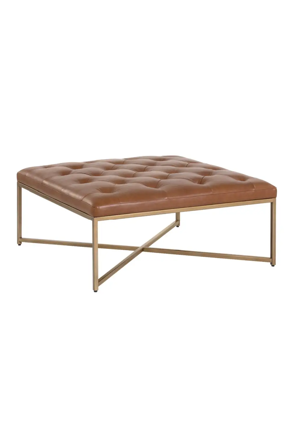 Leather Button-Tufted Ottoman