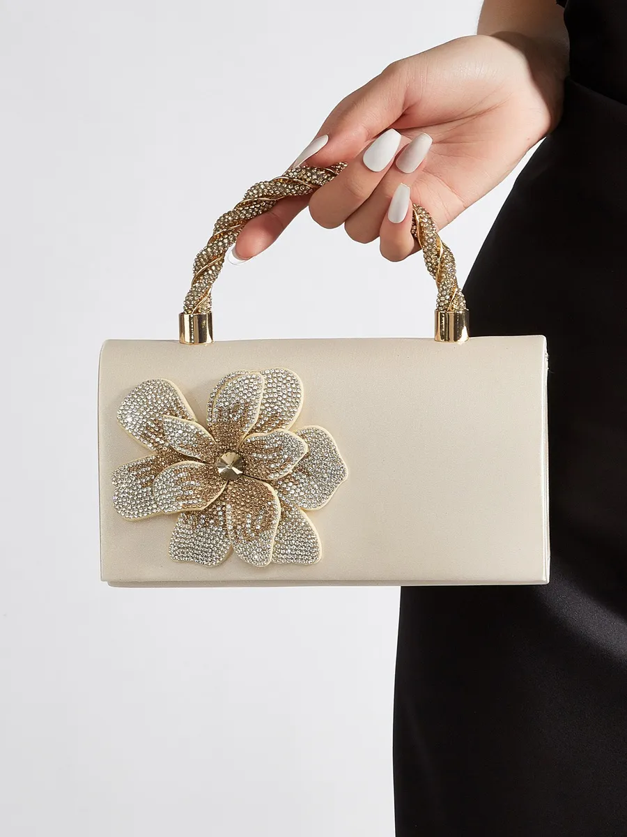 Iris Handmade Rose Diamond Silk Satin Bag