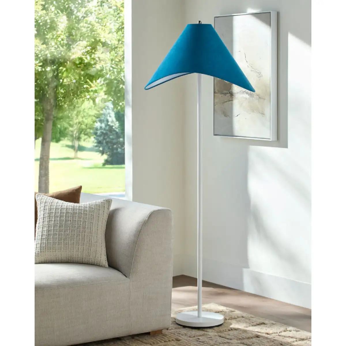 Sculptural Cotton-Shade Floor Lamp