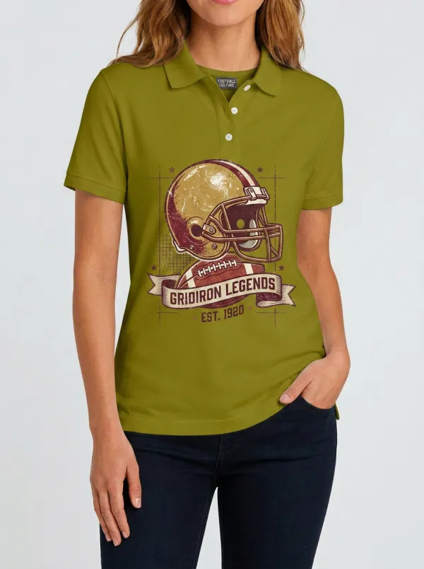 Women's Football Fan Gridiron Legends Helmet Graphic Polo Shirt
