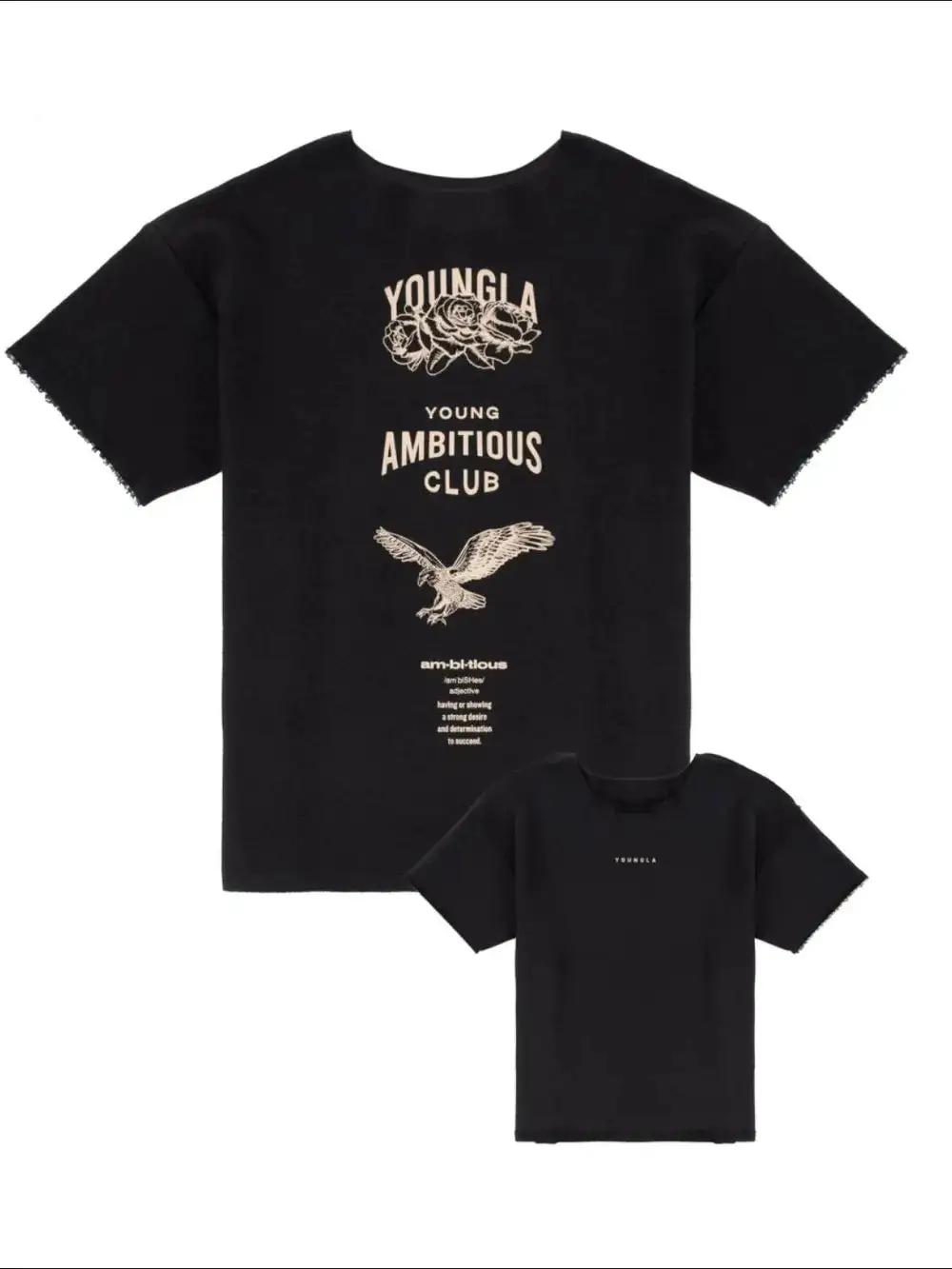 Plain Front Graphic Crew Neck Short Sleeve Tee