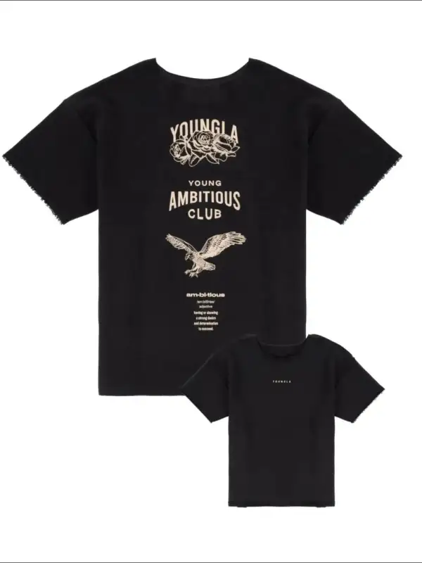 Plain Front Graphic Crew Neck Short Sleeve Tee
