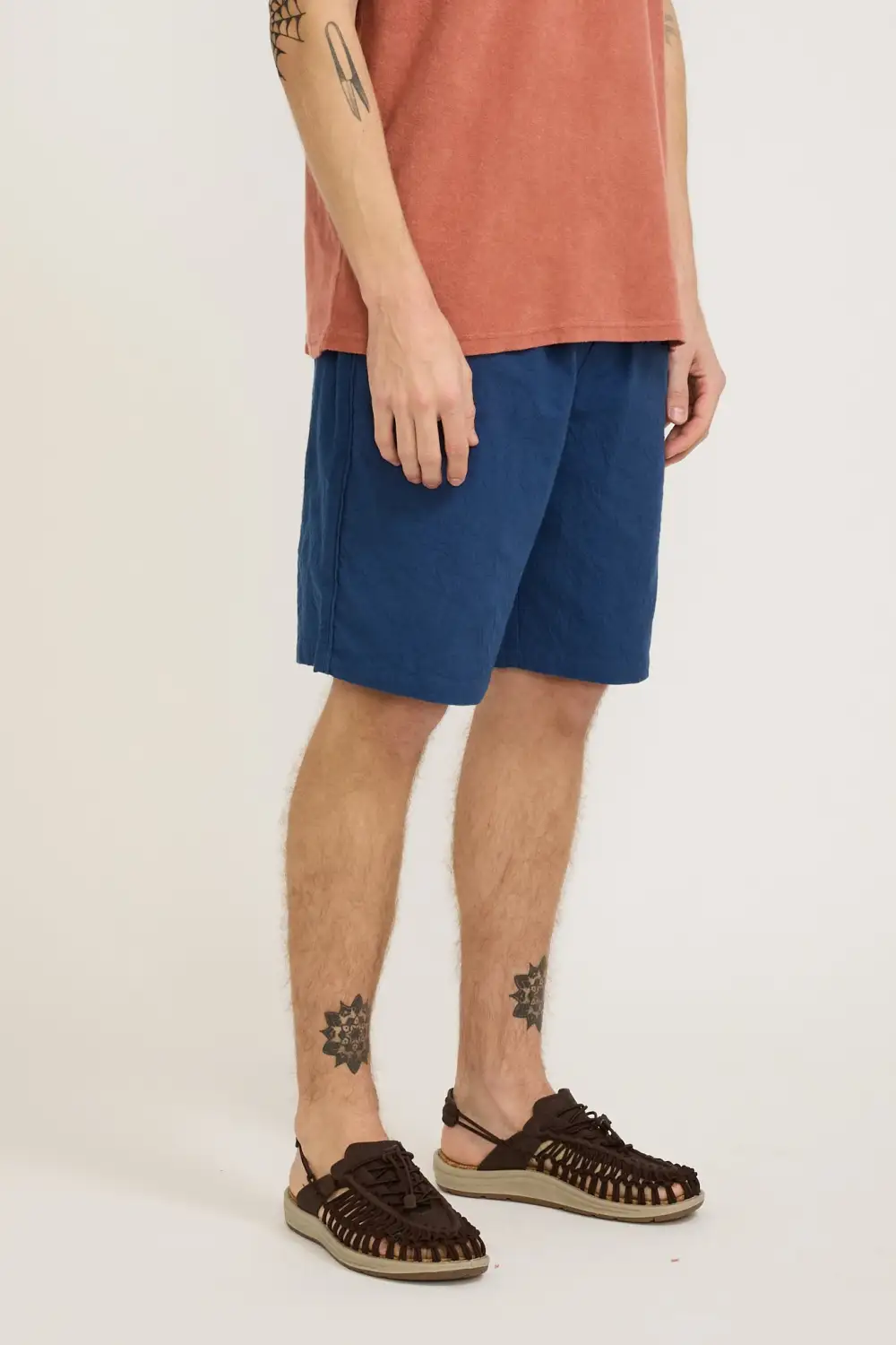 Coral Top Matching Blue Short Pants