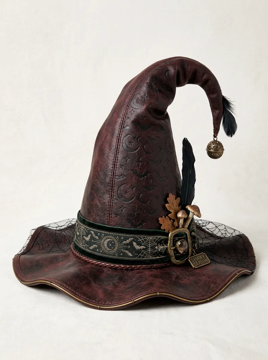 Moon-Bat Mushroom Halloween Witch Hat