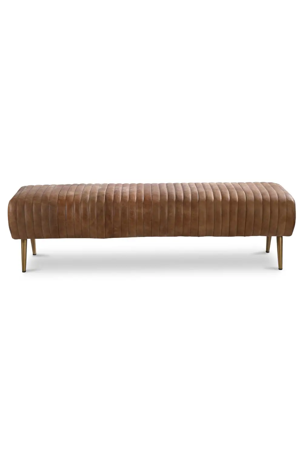 Ribbed Leather Accent Bench