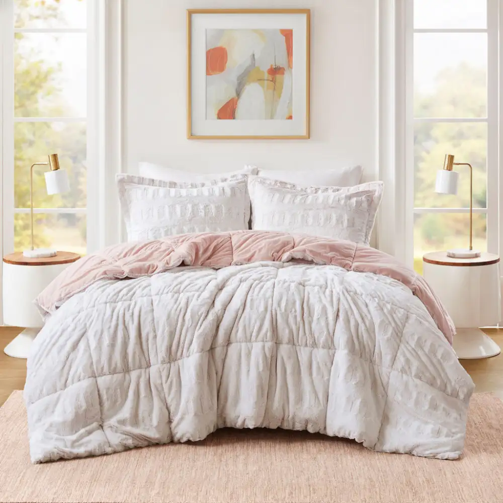 Plush Faux Fur Comforter Set