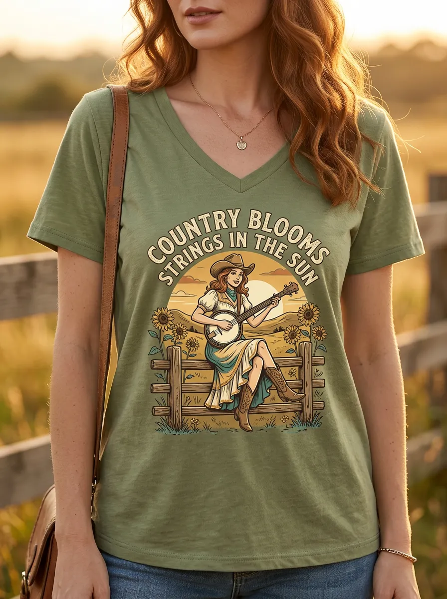 Southern-Inspired Custom Country Music V-Neck T-Shirt