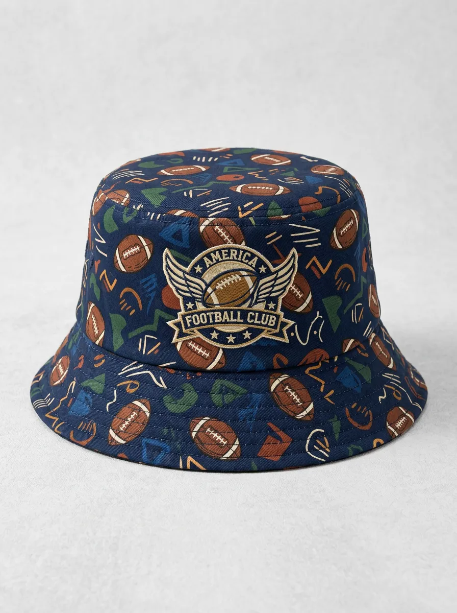 Unisex American Football Lover Club Graphic Printed Bucket Hat