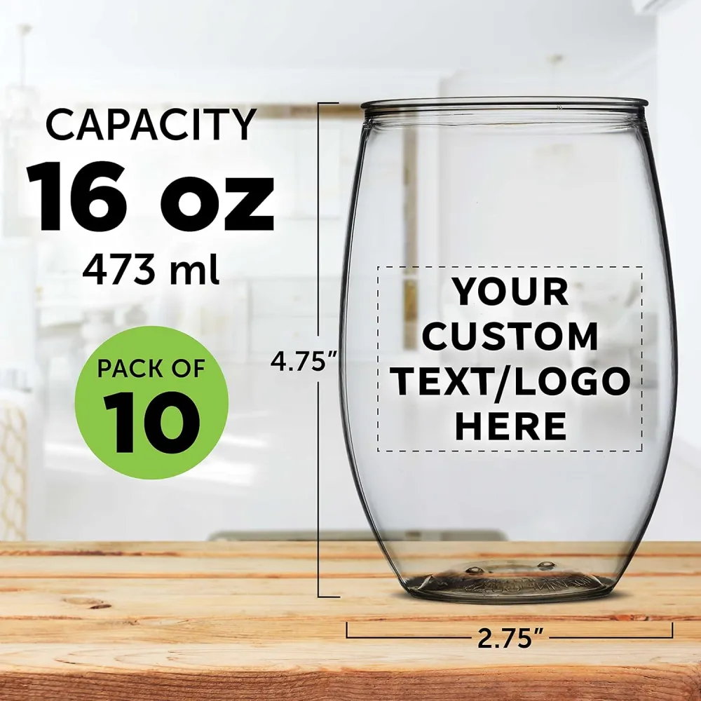 Custom Plastic Stemless Wine Glasses