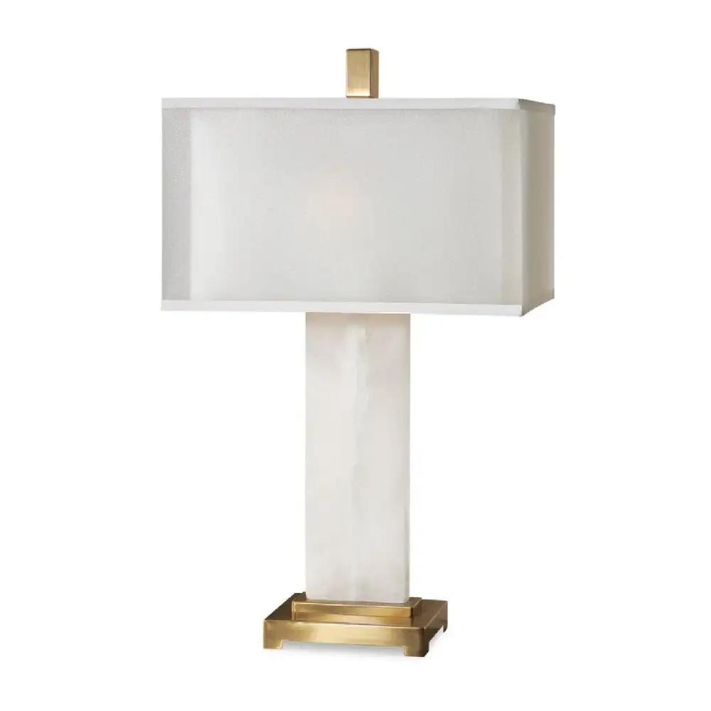 Alabaster Metal Linen Table Lamp