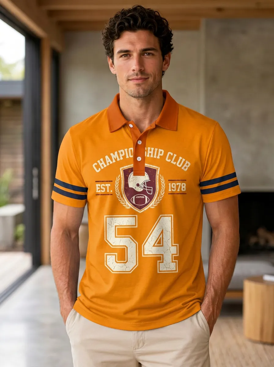 Men's Gridiron Helmet Graphic Polo Shirt