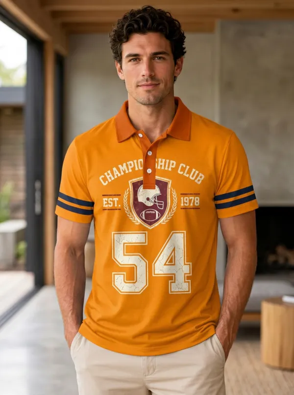 Men's Gridiron Helmet Graphic Polo Shirt