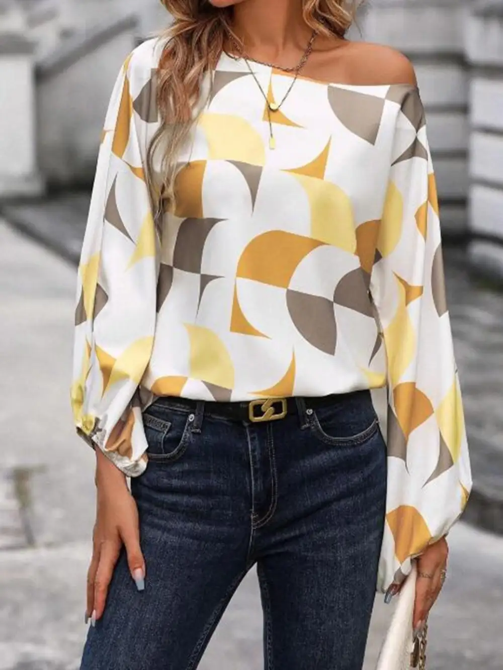 Geometric Off Shoulder Top