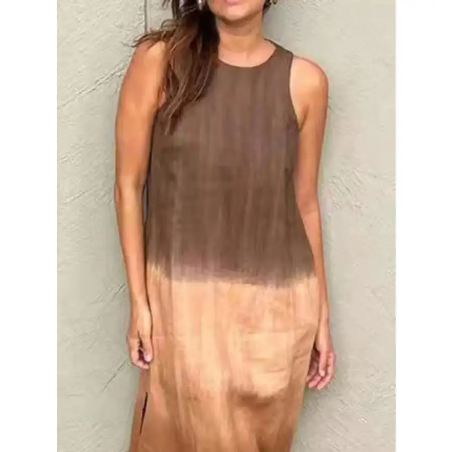 Full Size Sleeveless Gradient Tank Midi Dress Plus Size