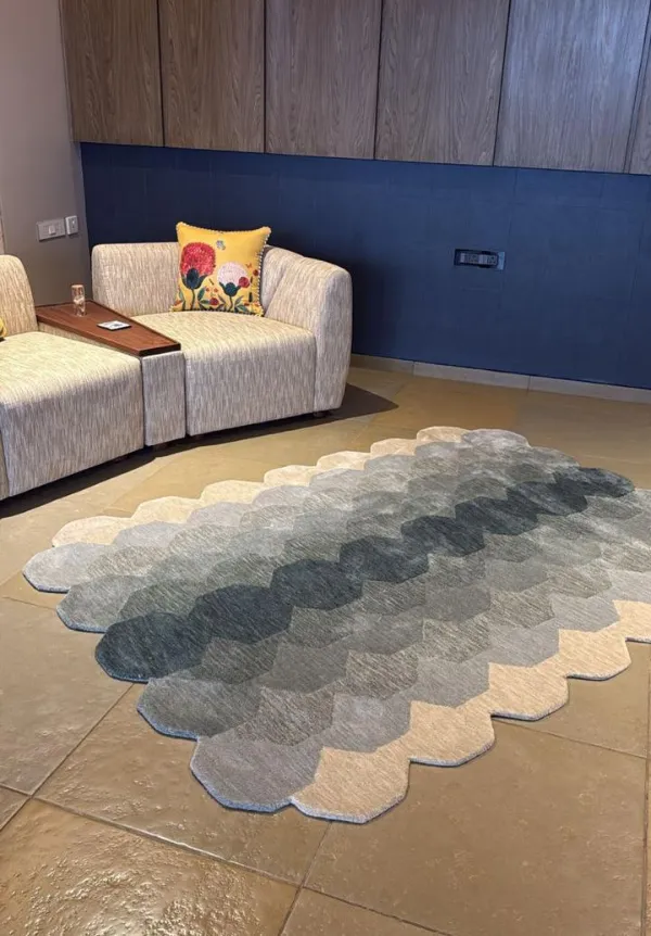 Artisan Hand Tufted Abstract Textured Wool Shaped Rug