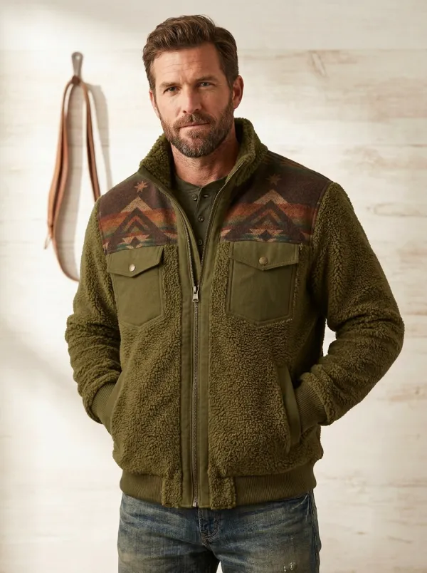 Ranch House Aztec Ranch Look Men's Western Fleece Jacket