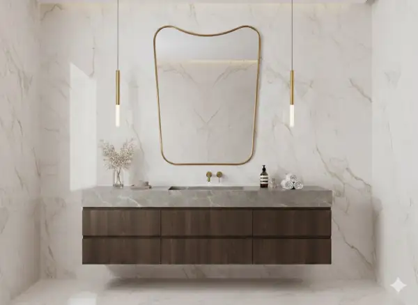 Curved Brass Frame Wall Mirror