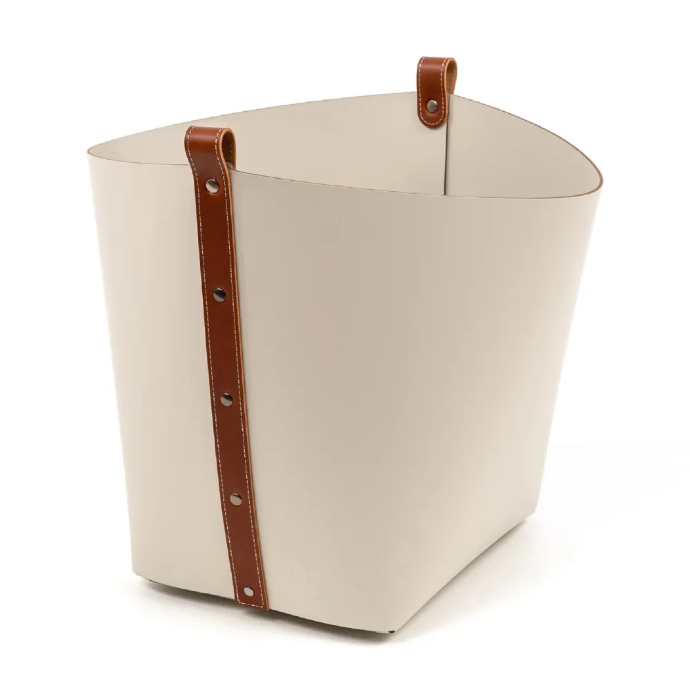 Sculptural Woven Storage Leather Basket