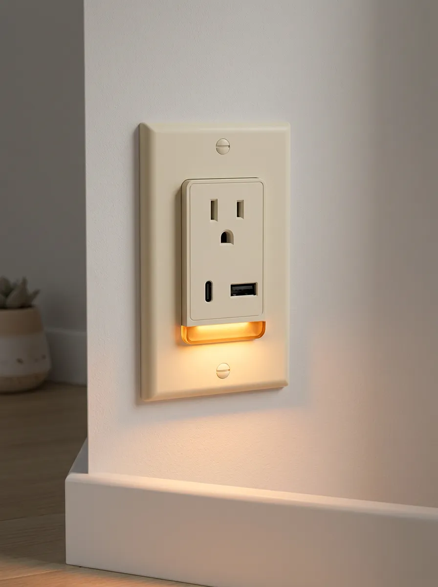 Warm Glow USB Port Printed LED Outlet Cover