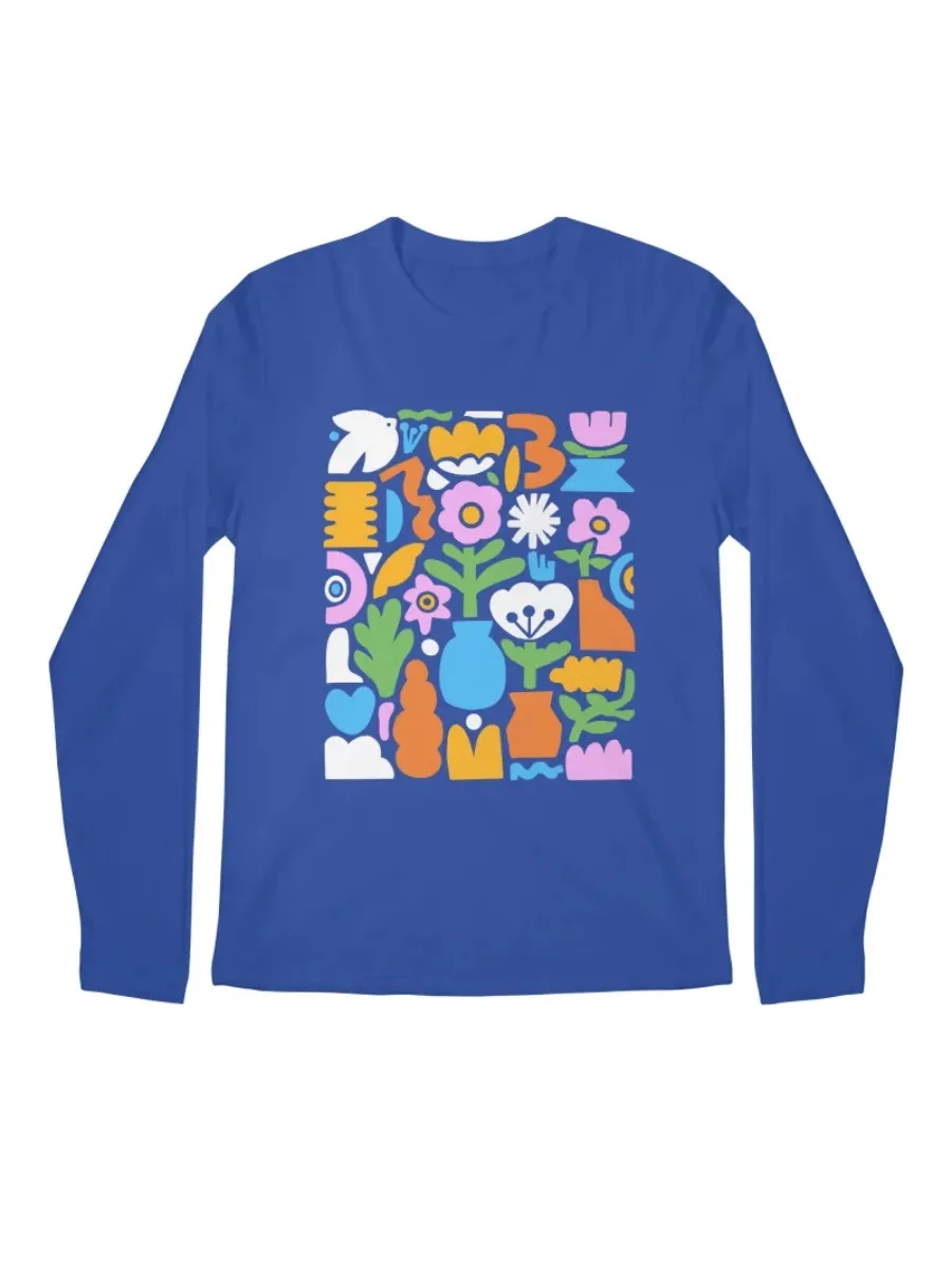 Retro Abstract Floral Long Sleeve Tee