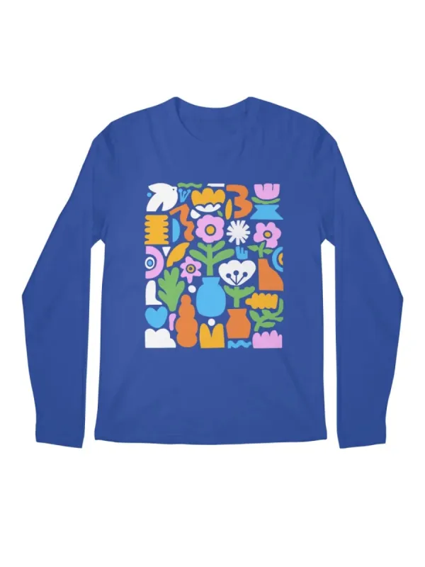 Retro Abstract Floral Long Sleeve Tee