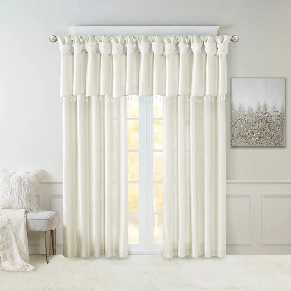 Flowing Faux Silk Twist-Tab Curtain Panel